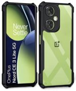 Shock Proof Clear Back Case Mobile Cover for 1+ OnePlus Nord CE 3 Lite 5G (Hard | Hybrid PC + TPU | Full Armour Device & Camera Protection | Black) - Image 3