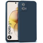 Slim Ultra Soft Rubberised Back Cover for Motorola Moto G73 5G | Inner Velvet Fabric Lining | Matte Silicone Flexible Camera Protection Back Case - Blue