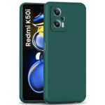 Back Cover for Xiaomi Redmi K50i | Ultra Slim Soft Rubberised Case | Inner Velvet Fabric Lining | Matte Silicone Flexible Mobile Case | Camera Protection - Green