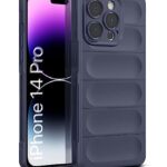 Ultimate Silicon Back Cover Case for Apple iPhone 14 Pro | Military Grade Drop Protection Shockproof Bumper | Anti-Slip Grip | Scratch Proof Micro-Fibre Cloth Inside (Deep Blue)