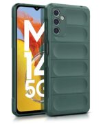 Ultimate Silicon Back Cover Case for Samsung Galaxy M14 5G | Military Grade Drop Protection Shockproof Bumper | Anti-Slip Grip | Scratch Proof Micro-Fibre Cloth Inside (Forest Green)