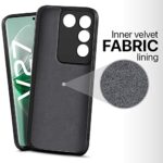 Ultra Slim Soft Rubberised Back Cover for Vivo V27 | V27 Pro | Inner Velvet Fabric Lining | Matte Silicone Flexible Camera Protection Back Case - Black - Image 3