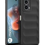 Ultimate Silicon Back Cover Case for Motorola Moto G34 5G | Moto G45 5G | Military Grade Drop Protection Shockproof Bumper | Anti-Slip Grip | Scratch Proof Micro-Fibre Cloth (Pitch Black)