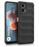 Ultimate Silicon Back Cover Case for Motorola Moto G34 5G | Moto G45 5G | Military Grade Drop Protection Shockproof Bumper | Anti-Slip Grip | Scratch Proof Micro-Fibre Cloth (Pitch Black)