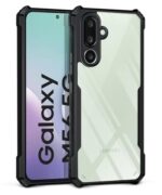 Shock Proof Clear Protective Back Case for Samsung Galaxy M56 5G | Galaxy F56 5G AirEDGE Technology | 360 Degree Camera Protection | Transparent Hybrid Mobile Cover Black