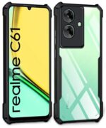 kelpuj Shock Proof Clear Protective Back Case for Realme Narzo N61 | Realme C61 - AirEDGE Technology | 360 Degree Camera Protection | Transparent Hybrid Back Case Mobile Cover - Black - Image 3