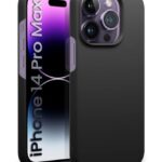 Slim Frameless Back Cover for iPhone 14 Pro Max | Ultra Thin Lightweight Design & Camera Protection | Soft Matte Silicone Flexible Mobile Case (Black)