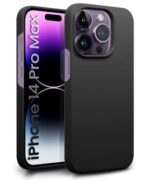 Slim Frameless Back Cover for iPhone 14 Pro Max | Ultra Thin Lightweight Design & Camera Protection | Soft Matte Silicone Flexible Mobile Case (Black)