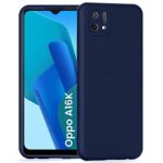 Ultra Slim Soft Rubberised Back Case Cover for Oppo A16k | Inner Velvet Fabric Lining | Matte Silicone Flexible Camera Protection Back Case for Oppo A16k - Blue