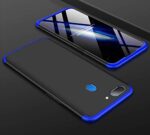 Plastic 3 in 1 Double Dip Case [Anti Slip] Super Slim [Hard] Hybrid Pc All Angle Protection Lightweight Matte Hard Back Case Cover for Oppo Realme 2 - Black with Blue