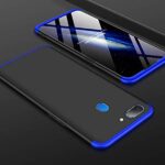 Plastic 3 in 1 Double Dip Case [Anti Slip] Super Slim [Hard] Hybrid Pc All Angle Protection Lightweight Matte Hard Back Case Cover for Oppo Realme 2 - Black with Blue