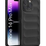 Ultimate Silicon Back Cover Case for Apple iPhone 14 Pro Max | Military Grade Drop Protection Shockproof Bumper | Anti-Slip Grip | Scratch Proof Micro-Fibre Cloth Inside (Pitch Black)