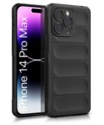 Ultimate Silicon Back Cover Case for Apple iPhone 14 Pro Max | Military Grade Drop Protection Shockproof Bumper | Anti-Slip Grip | Scratch Proof Micro-Fibre Cloth Inside (Pitch Black)