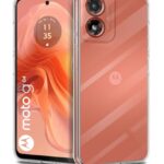 kelpuj Crystal Clear Transparent Back Case Cover for Motorola Moto G04 | Moto G04s | Full Device & Camera Protection Shockproof TPU | Flexible Silicone Back Cover Case Transparent