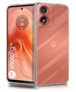 kelpuj Crystal Clear Transparent Back Case Cover for Motorola Moto G04 | Moto G04s | Full Device & Camera Protection Shockproof TPU | Flexible Silicone Back Cover Case Transparent