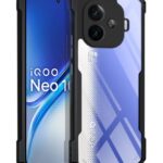 Shock Proof Clear Protective Back Case for IQOO Neo 10R - AirEDGE Technology | 360 Degree Camera Protection | Transparent Hybrid Back Case Mobile Cover - Black