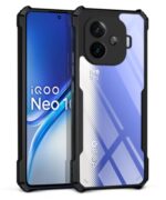 Shock Proof Clear Protective Back Case for IQOO Neo 10R - AirEDGE Technology | 360 Degree Camera Protection | Transparent Hybrid Back Case Mobile Cover - Black