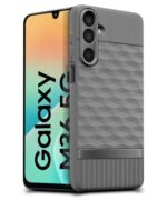 Back Cover for Samsung Galaxy M36 5G | Galaxy F36 5G with Hexa Cube Design | Ultra Slim Soft Case | Inner Velvet Fabric | Matte Silicone Flexible Mobile Case | Camera Protection - Grey - Image 3