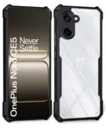 Shock Proof Clear Protective Back Case for 1+ OnePlus Nord CE 5 5G - AirEDGE Technology | 360 Degree Camera Protection | Transparent Hybrid Back Case Mobile Cover - Black - Image 5