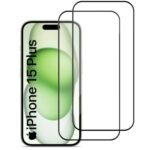 Tempered Glass Screen Protector for Apple iPhone 15 Plus  Pack of 2 | Case Friendly | Edge to Edge All Side Coverage | Easy Application with Installation Kit  Black
