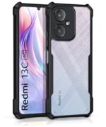 Shock Proof Clear Protective Polycarbonate Back Case for Xiaomi Redmi 13C 5G|Poco M6 5G Airedge Technology|360 Degree Camera Protection|Transparent Hybrid Back Case Mobile Cover Black