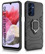 Shock Proof Back Case Mobile Cover for Samsung Galaxy M34 5G | F34 5G (Tough Armor | Hybrid PC + TPU | Full Protection with Ring Holder & in-Built Kickstand | Black) - Image 5