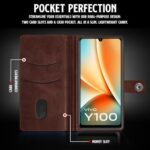 Shock Proof Flip Cover Back Case for Vivo Y100 5G | Magnetic Wallet Leather Case with Stand - Image 5