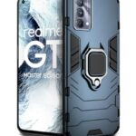 Shock Proof Back Case Mobile Cover for Realme GT Master Edition | Back Cover Case (Tough Armor | Hybrid PC + TPU | Ring Holder & in-Built Kickstand | Blue)