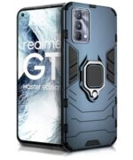 Shock Proof Back Case Mobile Cover for Realme GT Master Edition | Back Cover Case (Tough Armor | Hybrid PC + TPU | Ring Holder & in-Built Kickstand | Blue)