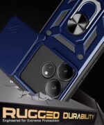 kelpuj Tough Armor Bumper Mobile Back Case for Realme GT 6T 5G | Realme GT 6 | Sliding Camera Shield Cover | Shock Proof 360? Protection | Hybrid PC + TPU | Ring Holder with Kickstand  Blue - Image 7