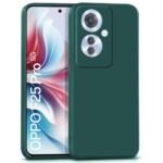 kelpuj Back Cover for Oppo F25 Pro 5G | Ultra Slim Soft Rubberised Case | Inner Velvet Fabric Lining | Matte Silicone Flexible Mobile Case | Camera Protection - Green