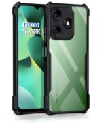 Shock Proof Clear Protective Back Case for Tecno Spark 10C - AirEDGE Technology | 360 Degree Camera Protection | Transparent Hybrid Back Case Mobile Cover - Black