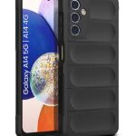 Ultimate Silicon Back Cover Case for Samsung Galaxy A14 5G | A14 4G | Military Grade Drop Protection Shockproof Bumper | Anti-Slip Grip | Scratch Proof Micro-Fibre Cloth (Pitch Black)
