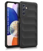 Ultimate Silicon Back Cover Case for Samsung Galaxy A14 5G | A14 4G | Military Grade Drop Protection Shockproof Bumper | Anti-Slip Grip | Scratch Proof Micro-Fibre Cloth (Pitch Black)