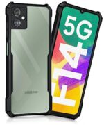 kelpuj Shock Proof Clear Protective Back Case for Samsung Galaxy F14 5G - AirEDGE Technology | 360 Degree Camera Protection | Transparent Hybrid Back Case Mobile Cover - Earthy Black