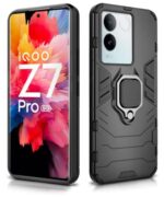 Shock Proof Back Case Mobile Cover for iQOO Z7 Pro | Vivo T2 Pro 5G | Back Cover Case (Tough Armor | Hybrid PC + TPU | Ring Holder & in-Built Kickstand | Black) - Image 5
