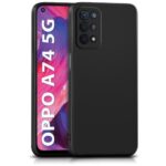 Back Cover for Oppo A74 5G | Ultra Slim Soft Rubberised Case | Inner Velvet Fabric Lining | Matte Silicone Flexible Mobile Case | Camera Protection - Black