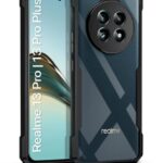 Shock Proof Clear Protective Back Case for Realme 13 Pro 5G | Realme 13 Pro Plus 5G - AirEDGE Technology | 360 Degree Camera Protection | Transparent Hybrid Back Case Mobile Cover - Black