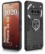 kelpuj Shock Proof Back Case Mobile Cover for Nothing Phone 3a 5G | Back Cover Case (Tough Armor | Hybrid PC + TPU | Ring Holder & in-Built Kickstand | Black) - Image 5