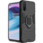 Shock Proof Back Case Mobile Cover for 1+ OnePlus Nord CE 5G | Back Cover Case (Tough Armor | Hybrid PC + TPU | Ring Holder & in-Built Kickstand | Black)