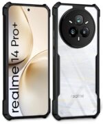 kelpuj Shock Proof Clear Protective Back Case for Realme 14 Pro Plus 5G - AirEDGE Technology | 360 Degree Camera Protection | Transparent Hybrid Back Case Mobile Cover - Black - Image 3