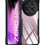 kelpuj Shock Proof Clear Protective Back Case for Infinix Zero 40 5G - AirEDGE Technology | 360 Degree Camera Protection | Transparent Hybrid Back Case Mobile Cover - Black