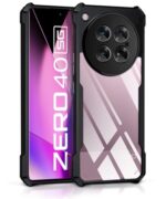 kelpuj Shock Proof Clear Protective Back Case for Infinix Zero 40 5G - AirEDGE Technology | 360 Degree Camera Protection | Transparent Hybrid Back Case Mobile Cover - Black