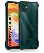 kelpuj Shock Proof Clear Protective Back Case for Samsung Galaxy A04 4G - AirEDGE Technology | 360 Degree Camera Protection | Transparent Hybrid Back Case Mobile Cover - Green