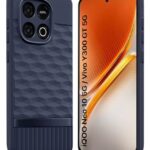 Back Cover for iQOO Neo 10 5G with Hexa Cube Design | Ultra Slim Soft Rubberised Case | Inner Velvet Fabric | Matte Silicone Flexible Mobile Case | Camera Protection - Blue