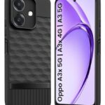 Back Cover for Oppo A3x 5G | A3x 4G | A3 5G with Hexa Cube Design | Ultra Slim Soft Rubberised Case | Inner Velvet Fabric | Matte Silicone Flexible Mobile Case | Camera Protection - Black