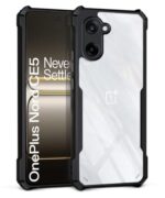 Shock Proof Clear Protective Back Case for 1+ OnePlus Nord CE 5 5G - AirEDGE Technology | 360 Degree Camera Protection | Transparent Hybrid Back Case Mobile Cover - Black