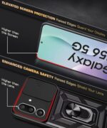 Tough Armor Bumper Mobile Back Case for Samsung Galaxy M56 5G | Galaxy F56 5G | Sliding Camera Cover | Shockproof 360? Protection | Hybrid PC + TPU | Ring Holder with Kickstand ? Black - Image 7