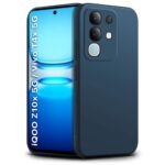 Back Cover for Vivo T4X 5G | IQOO Z10X 5G | Ultra Slim Soft Rubberised Case | Inner Velvet Fabric Lining | Matte Silicone Flexible Mobile Case | Camera Protection (Blue)