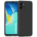 Back Cover for Vivo Y15s | Ultra Slim Soft Rubberised Case | Inner Velvet Fabric Lining | Matte Silicone Flexible Mobile Case | Camera Protection - Black